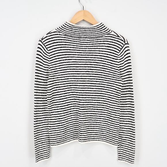 J.Crew Factory Striped Mockneck Pullover Sweater Ivory Black Size XXS NWT - Picture 7 of 8